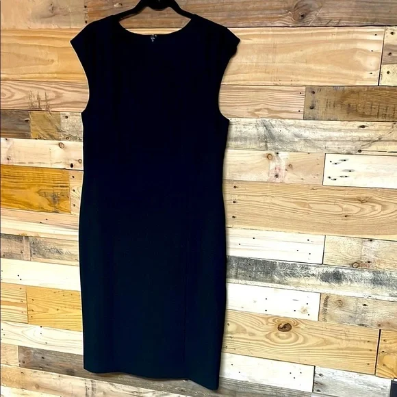 Ann Taylor Factory Size 10 Elegant Black Form Fitted Midi Dress - Picture 1 of 10